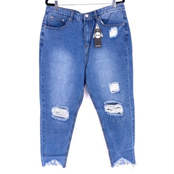 Boohoo Women's Plus Size Ripped High Waist Jeans - 12 - Picture 1 of 12
